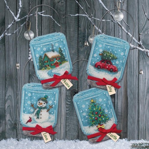 (image for) Christmas Jar Ornaments Counted Cross Stitch Ornament Kit